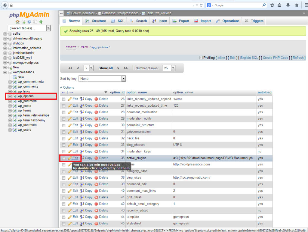 active plugins database